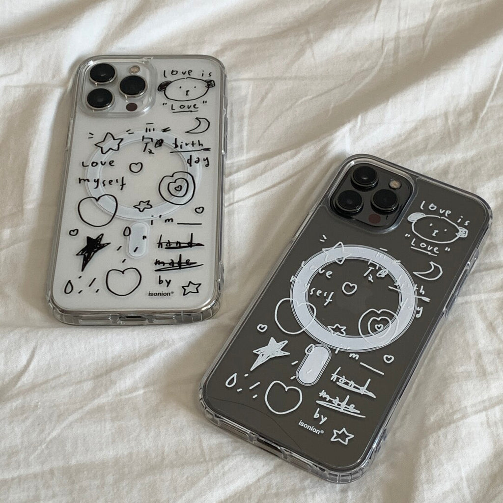 Cute Hand-Drawn Puppy Illustration Phone Case MagSafe - BYY