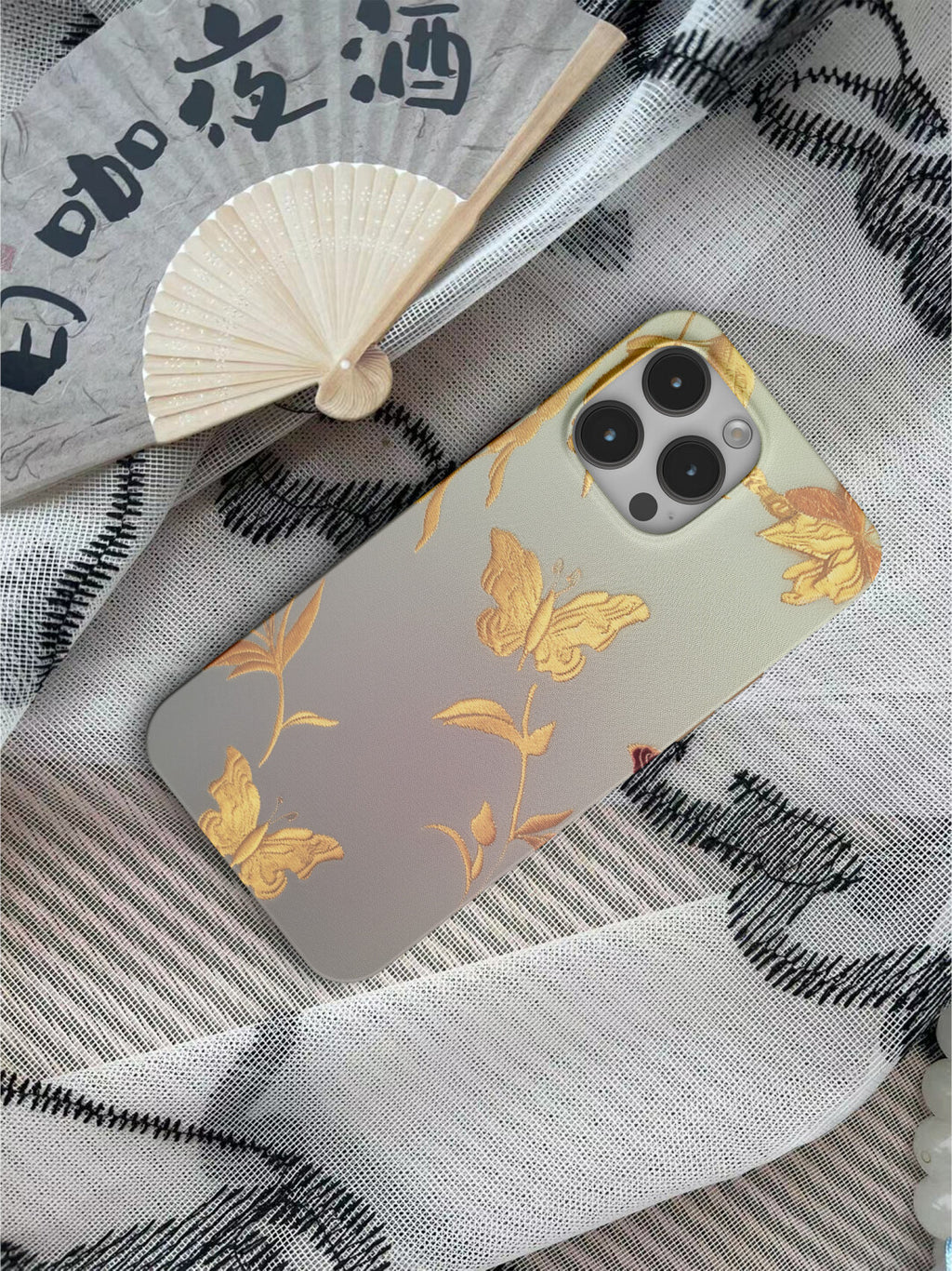 Chinoiserie Golden Branch & Butterfly Phone Case Film Print-GY
