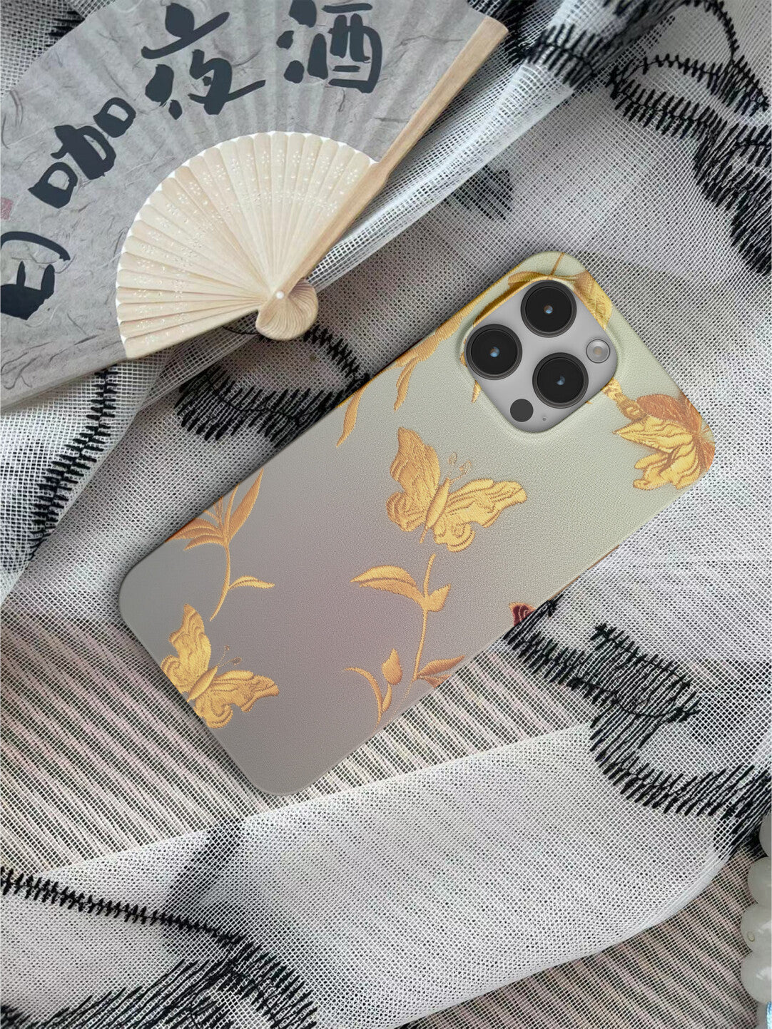 Chinoiserie Golden Branch & Butterfly Phone Case Film Print-GY