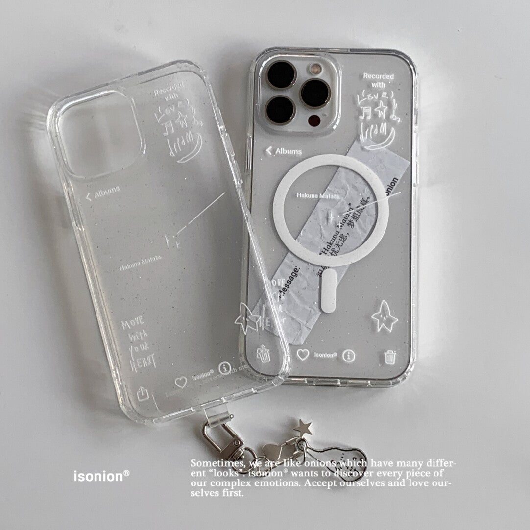 Hakuna Matata Clear Phone Case with Fine Glitter MagSafe - BYY
