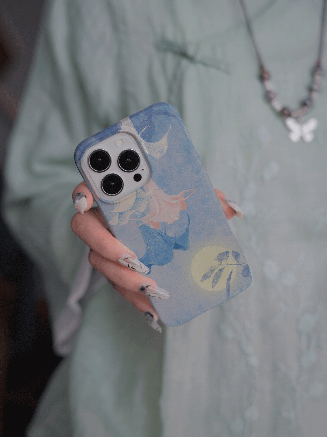 Frosty Moon & Floral Rhythm Film Printed Phone Case-GY