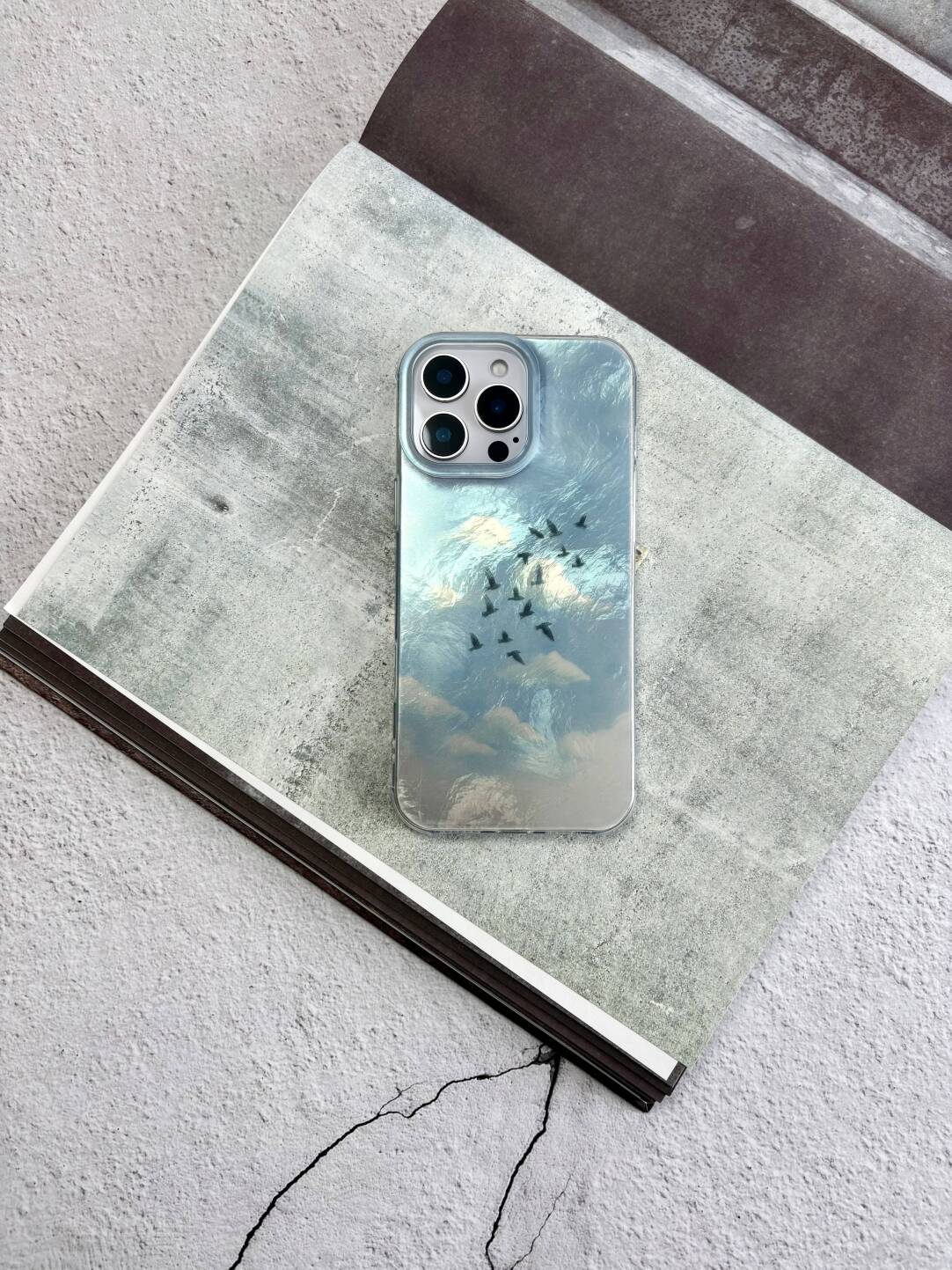 Artistic Metallic Luster Flying Birds Phone Case Chinoiserie IMD-SSL