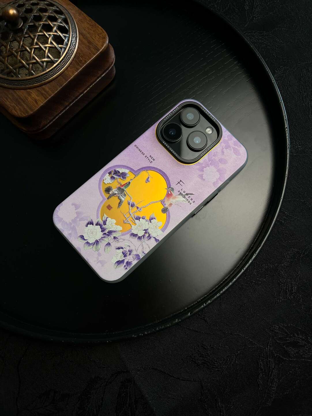 Chinoiserie "Double Happiness" Magpie Laser Metallic Phone Case-YX