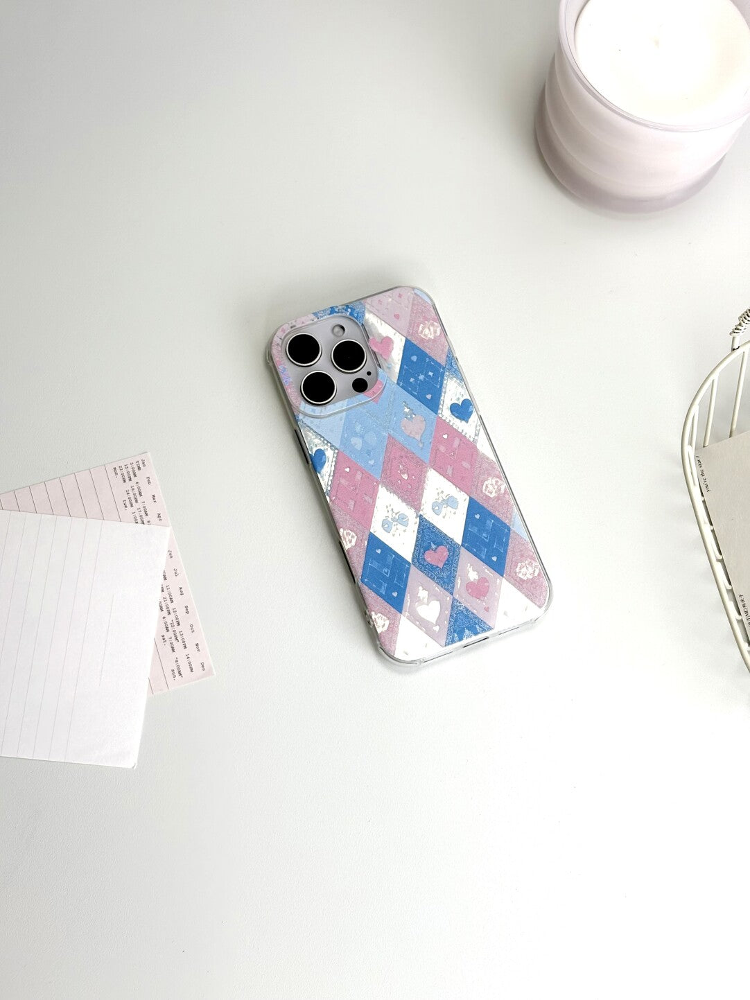 Artistic Metallic Luster Heartbeat Rhombus Phone Case IMD-SSL