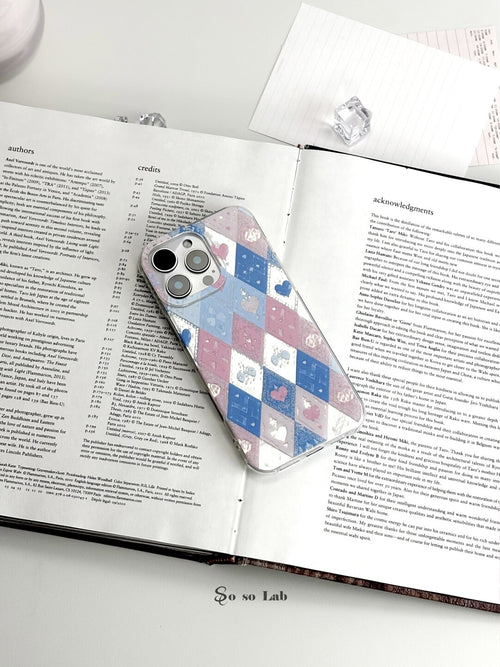 Artistic Metallic Luster Heartbeat Rhombus Phone Case IMD-SSL