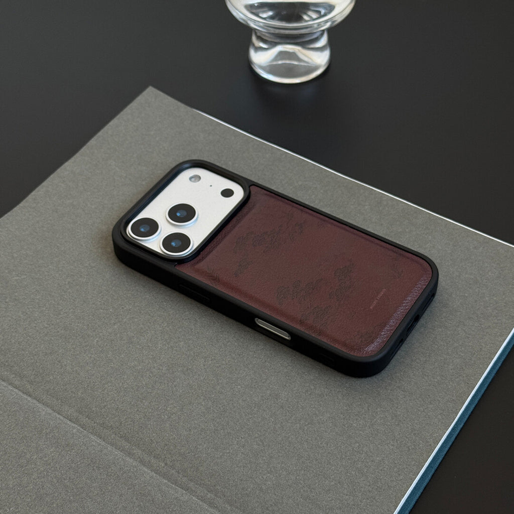 Chinoiserie Retro Red Pine Leather-Texture Phone Case-NS