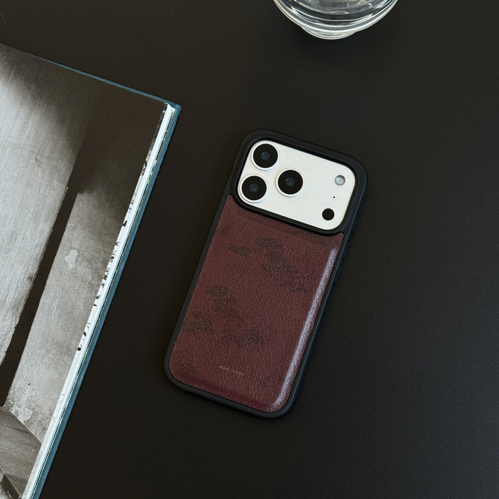 Chinoiserie Retro Red Pine Leather-Texture Phone Case-NS