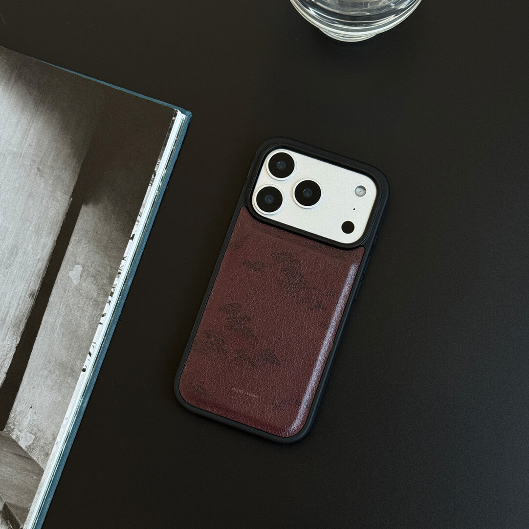Chinoiserie Retro Red Pine Leather-Texture Phone Case-NS