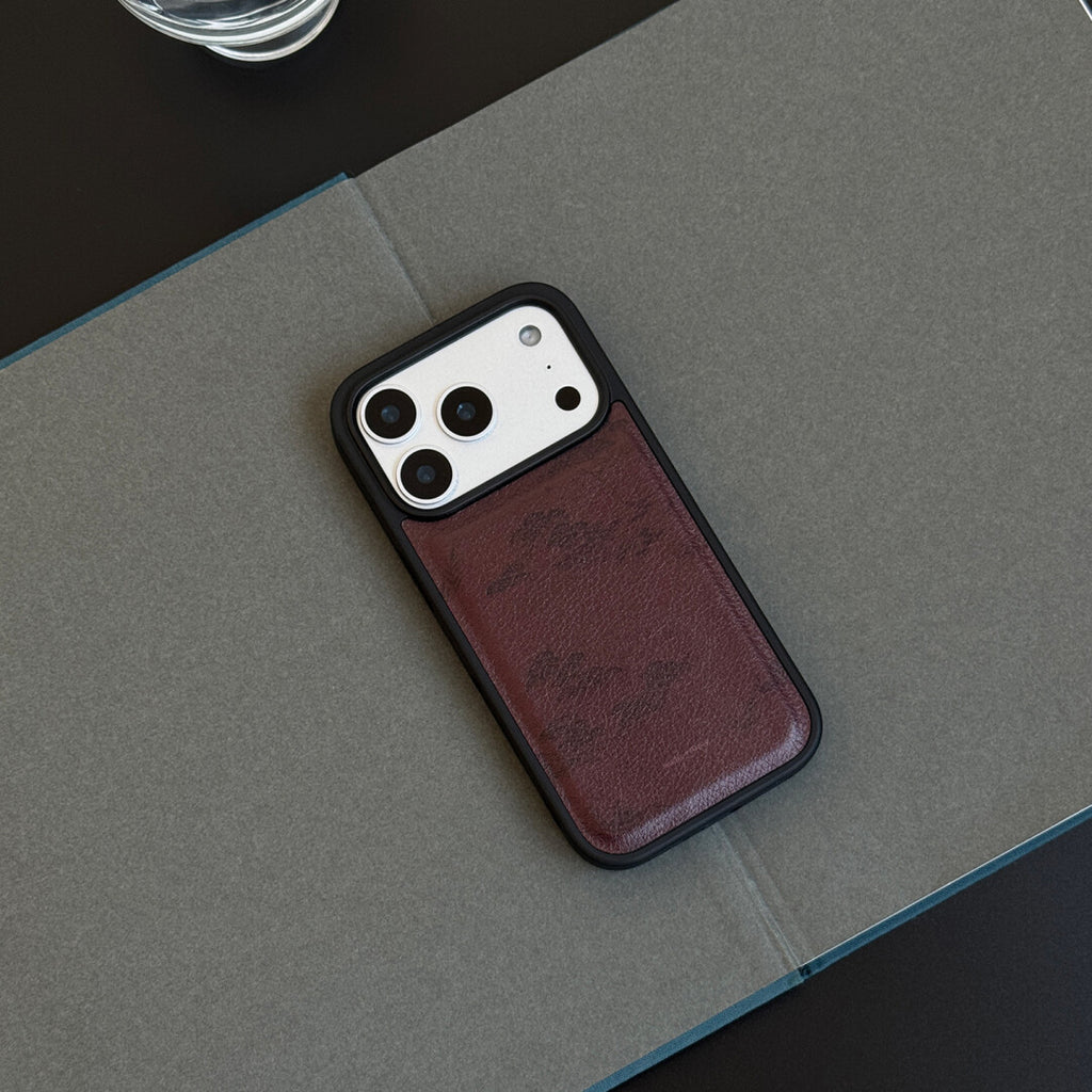 Chinoiserie Retro Red Pine Leather-Texture Phone Case-NS