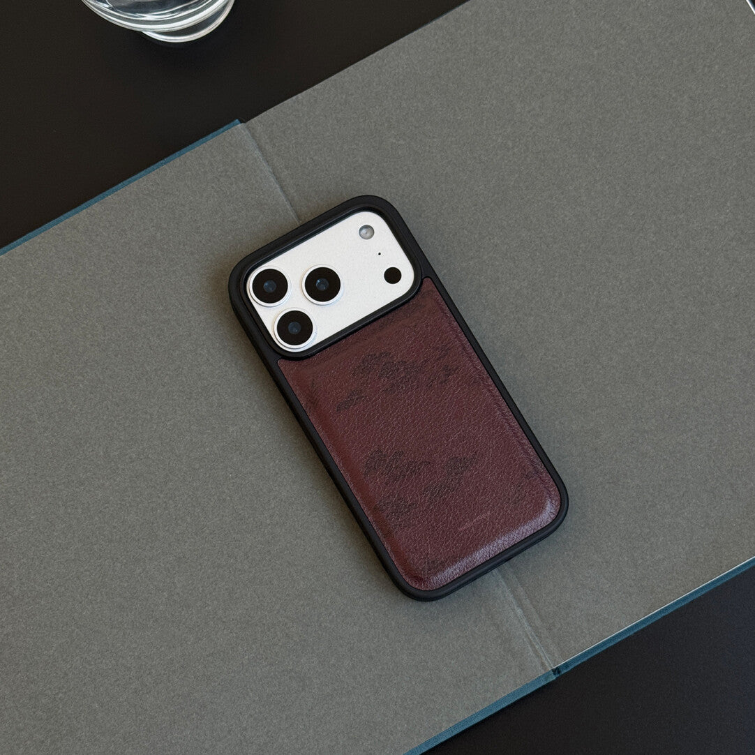 Chinoiserie Retro Red Pine Leather-Texture Phone Case-NS