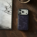 Luxury Floral Dark Purple Leather-Texture Phone Case-NS
