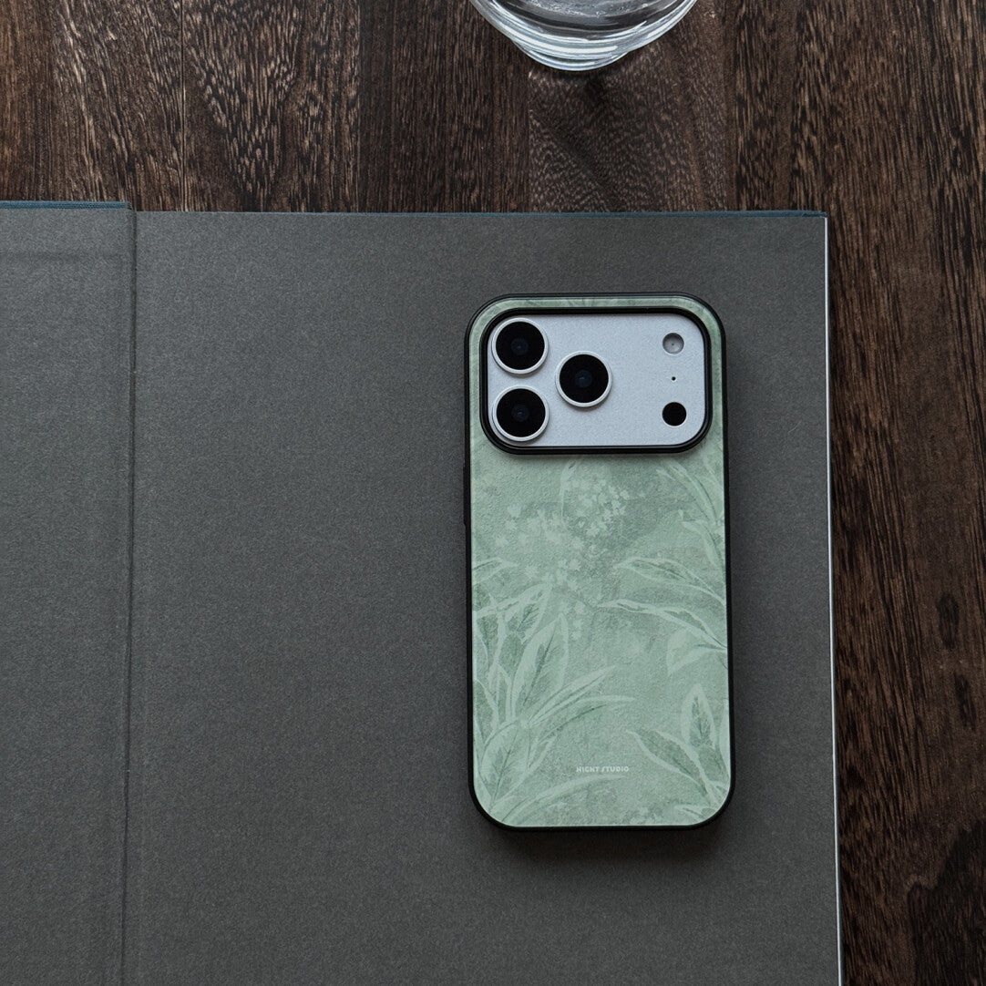 Aesthetic Leaf Silhouette Tempered Glass Phone Case-NS