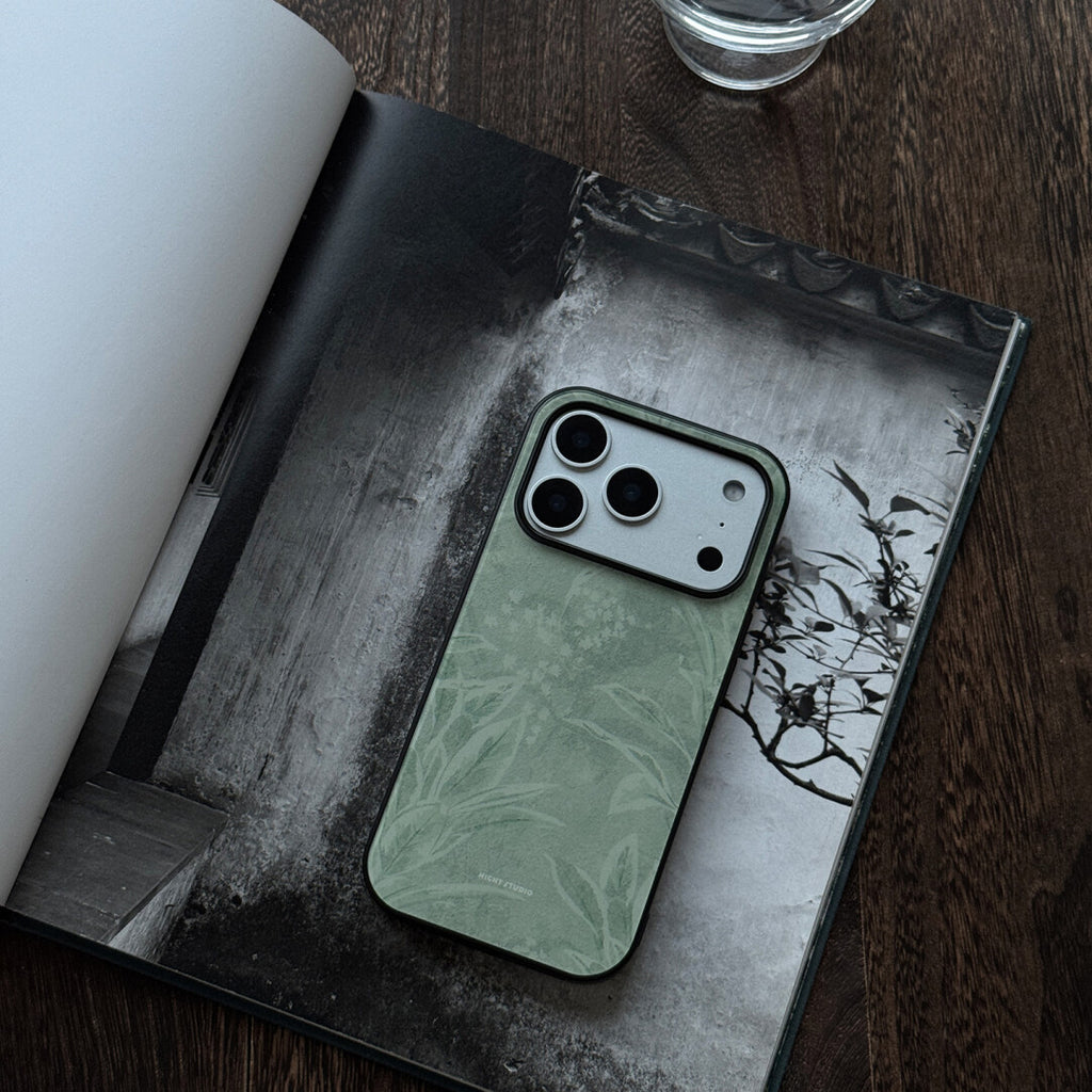 Aesthetic Leaf Silhouette Tempered Glass Phone Case-NS
