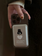 Cat with Coffee Silver Magnetic Card Holder