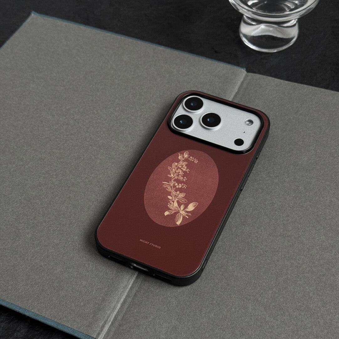 Vintage Aesthetic Floral Red Tempered Glass Phone Case-NS
