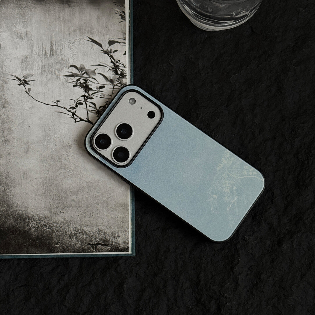 Mirror-Clear Sky Blue Tempered Glass Phone Case-NS