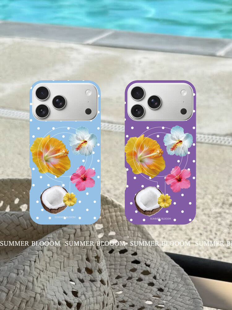 Tropical Floral & Polka Dot Phone Case Single Layer SB-IML-MagSafe