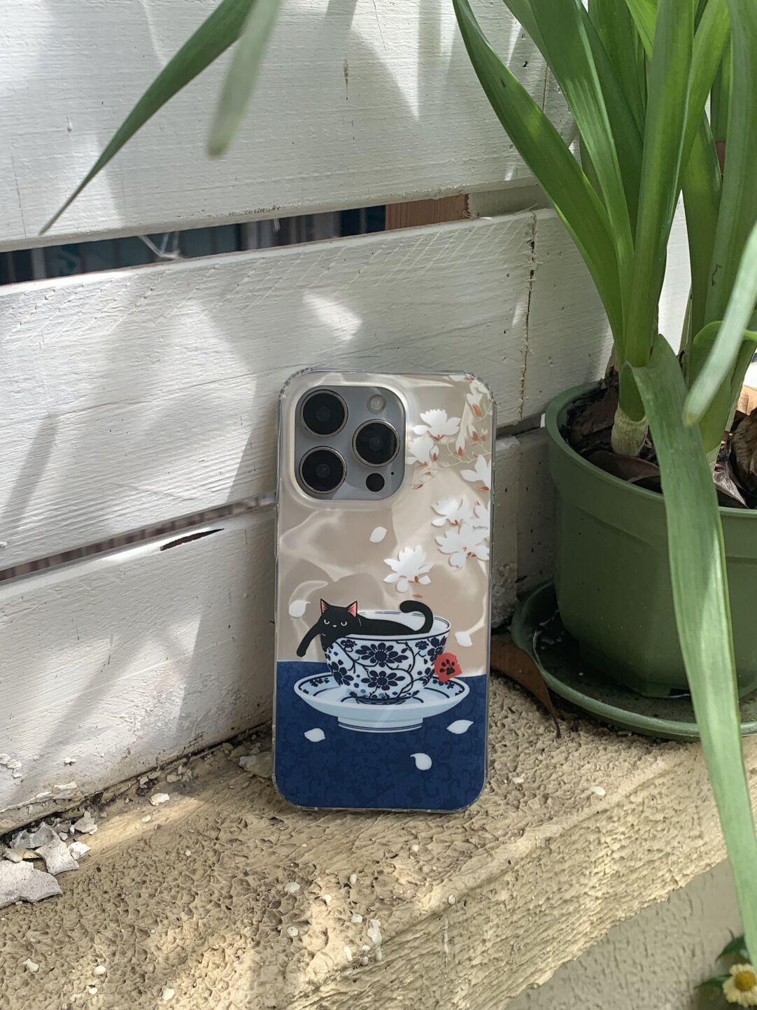 Chinoiserie Black Cat in Teacup IMD Phone Case-YSH