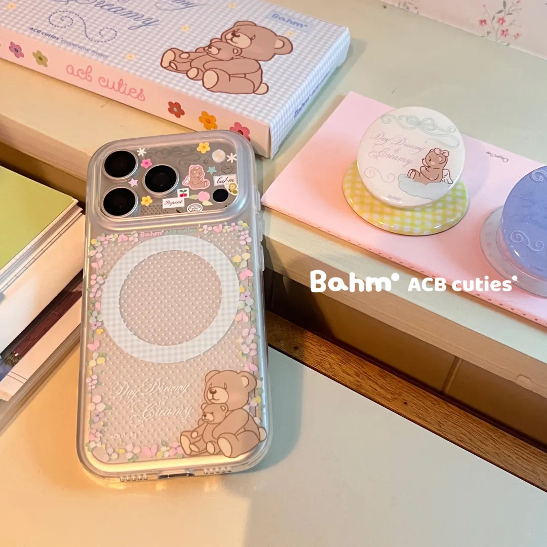 Flower Stems & Bear Clear Phone Case - BAM001IMD