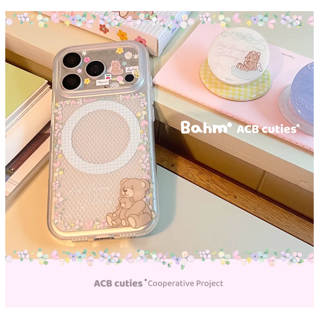 Flower Stems & Bear Clear Phone Case - BAM001IMD