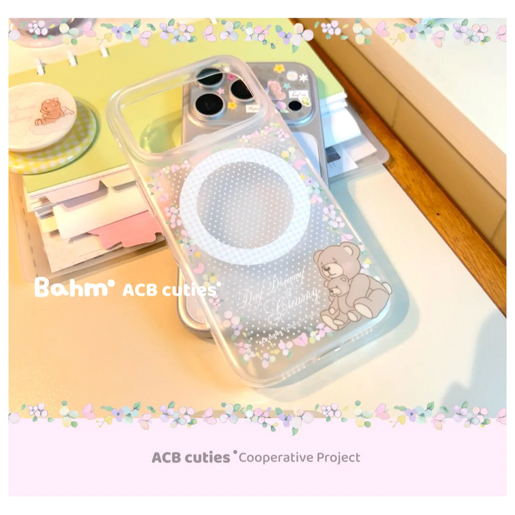 Flower Stems & Bear Clear Phone Case - BAM001IMD