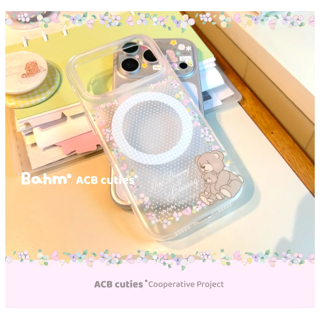 Flower Stems & Bear Clear Phone Case - BAM001IMD
