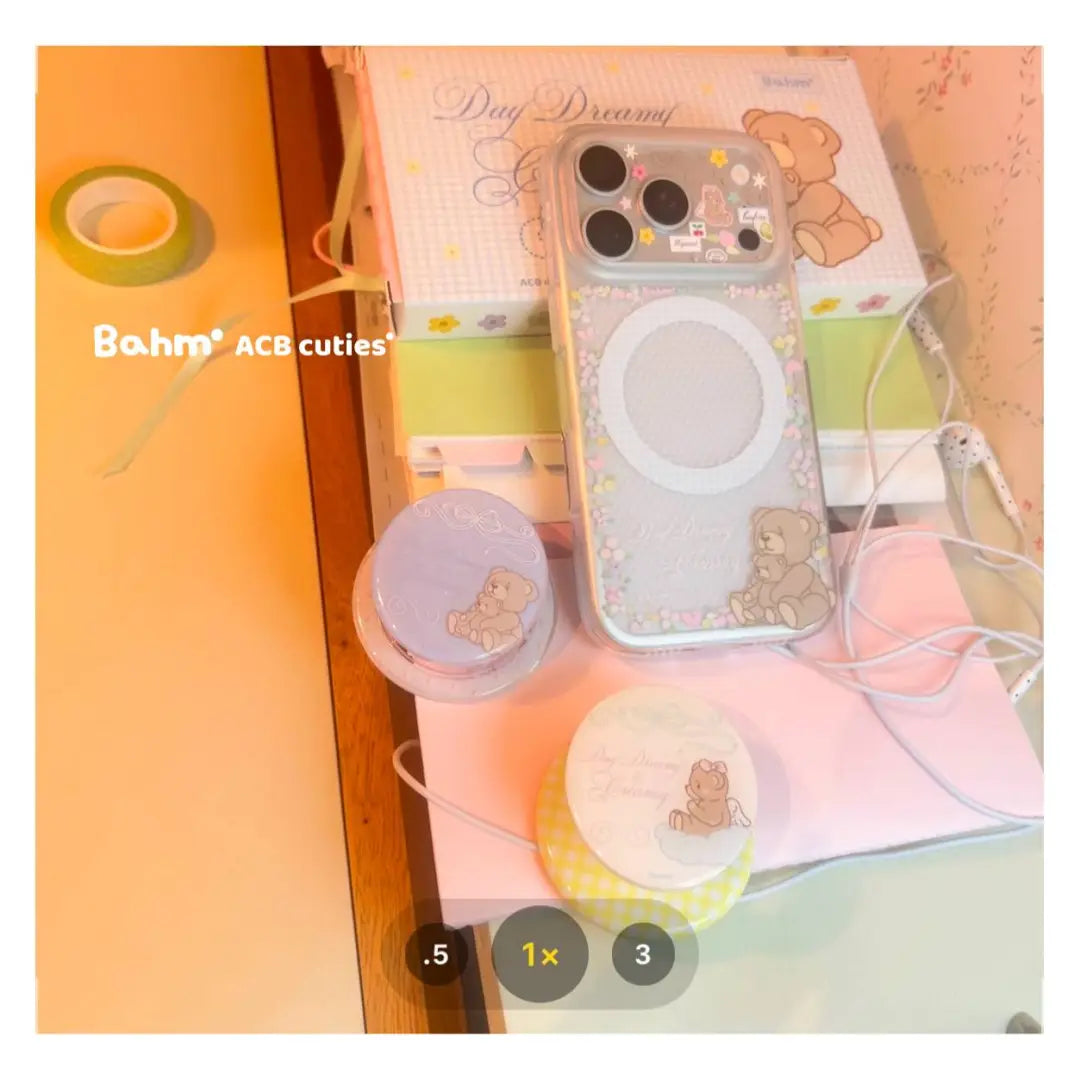 Flower Stems & Bear Clear Phone Case - BAM001IMD