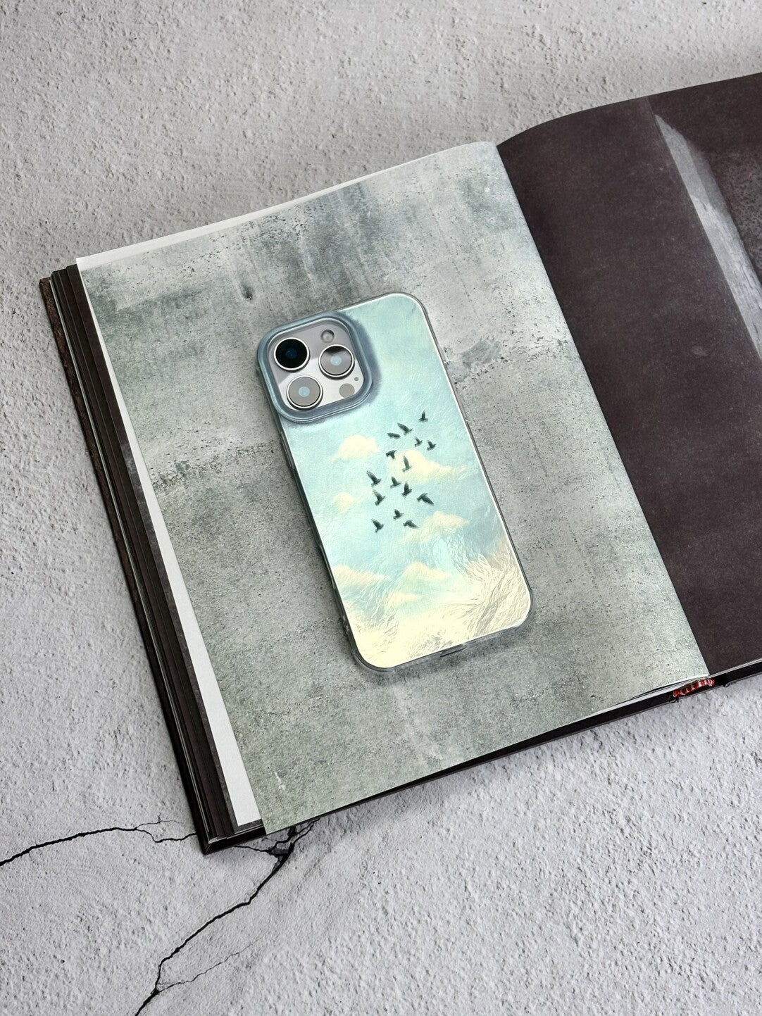 Artistic Metallic Luster Flying Birds Phone Case Chinoiserie IMD-SSL