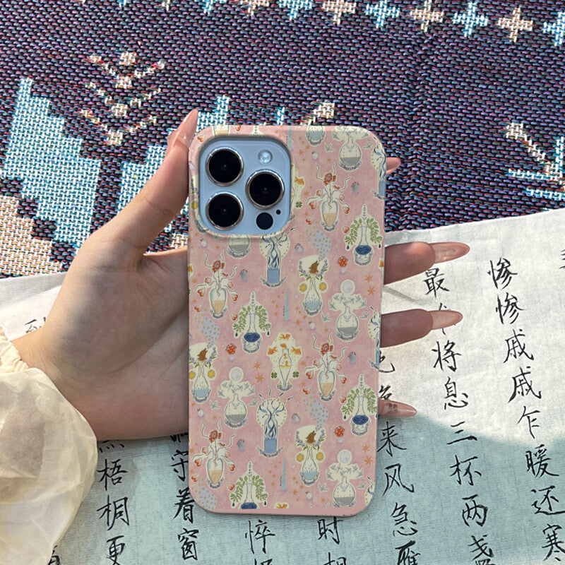 Whimsical Pastel Botanical Vases Film Printed Phone Case-GY