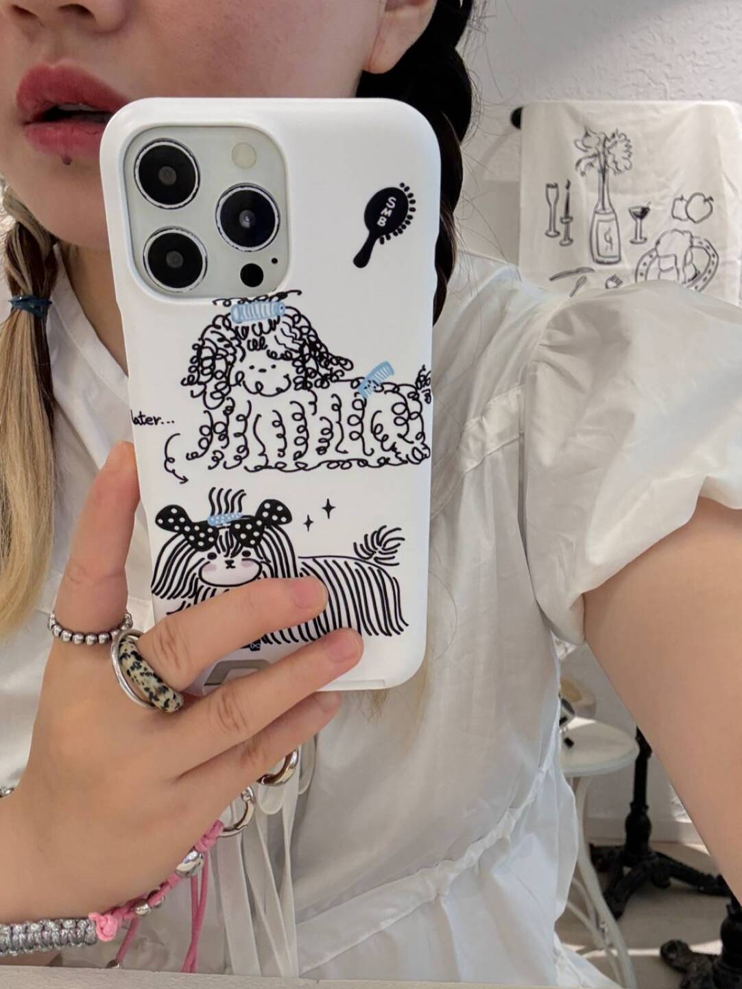Line Art Poodle & Dancing Bear Phone Case SB-IML MagSafe