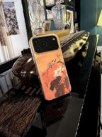 Chinoiserie Magpie & Peony Oriental Ink Painting Laser Metallic Silicone Phone Case-YX