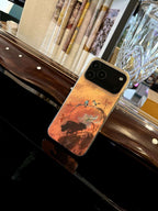 Chinoiserie Magpie & Peony Oriental Ink Painting Laser Metallic Silicone Phone Case-YX
