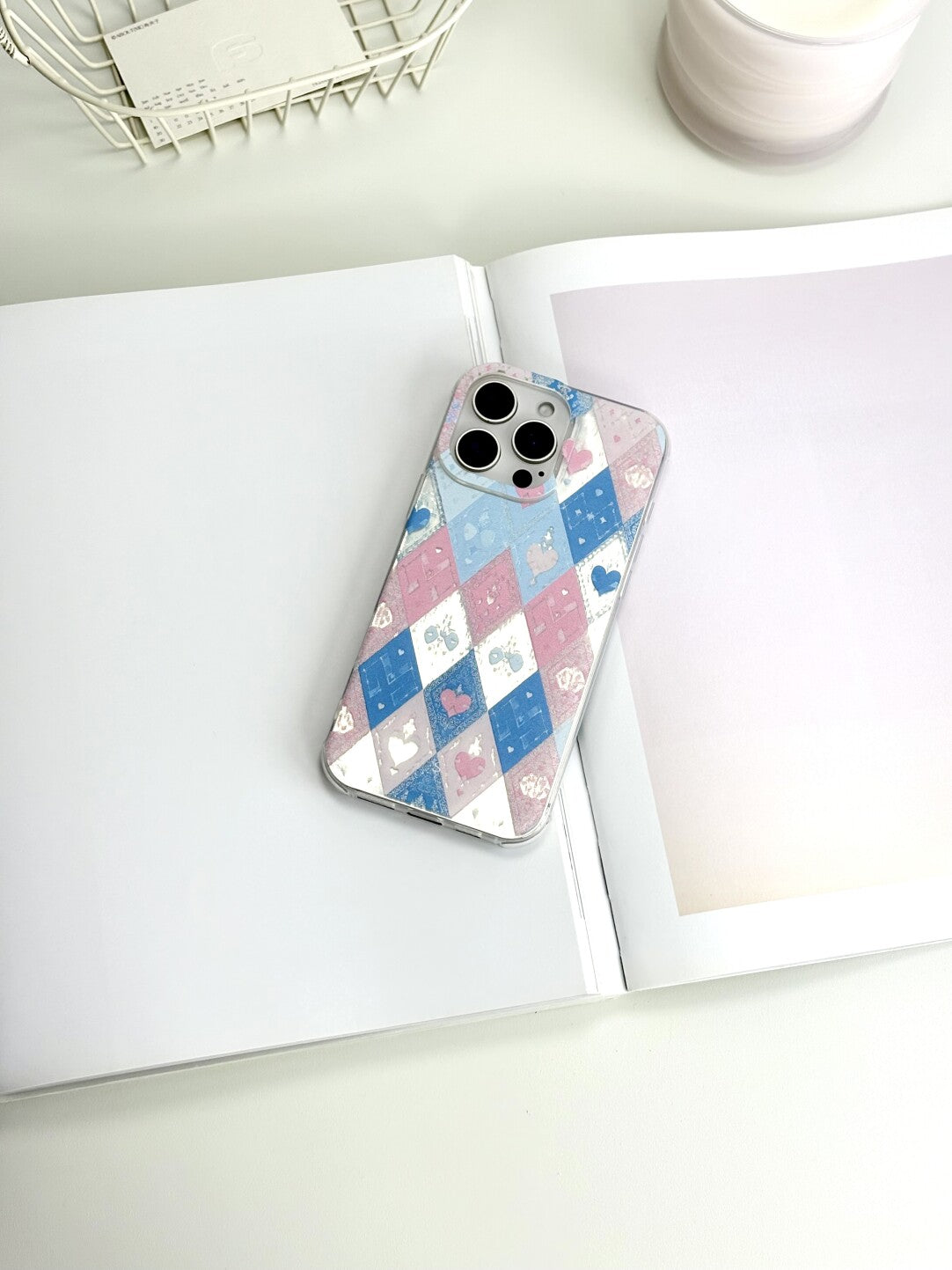 Artistic Metallic Luster Heartbeat Rhombus Phone Case IMD-SSL