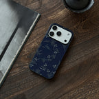 Midnight Blue Floral Tempered Glass Phone Case-NS