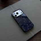 Midnight Blue Floral Tempered Glass Phone Case-NS