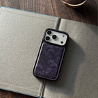 Luxury Floral Dark Purple Leather-Texture Phone Case-NS
