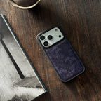 Luxury Floral Dark Purple Leather-Texture Phone Case-NS
