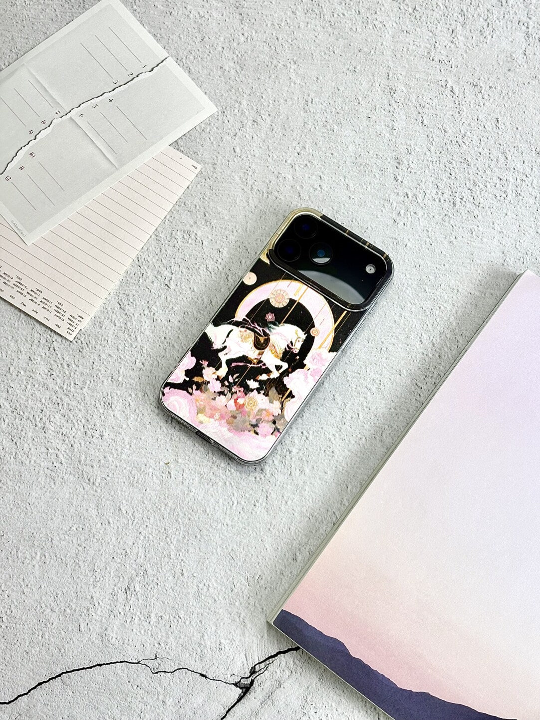 Artistic Metallic Luster Dream Horse Phone Case Chinoiserie IMD-SSL