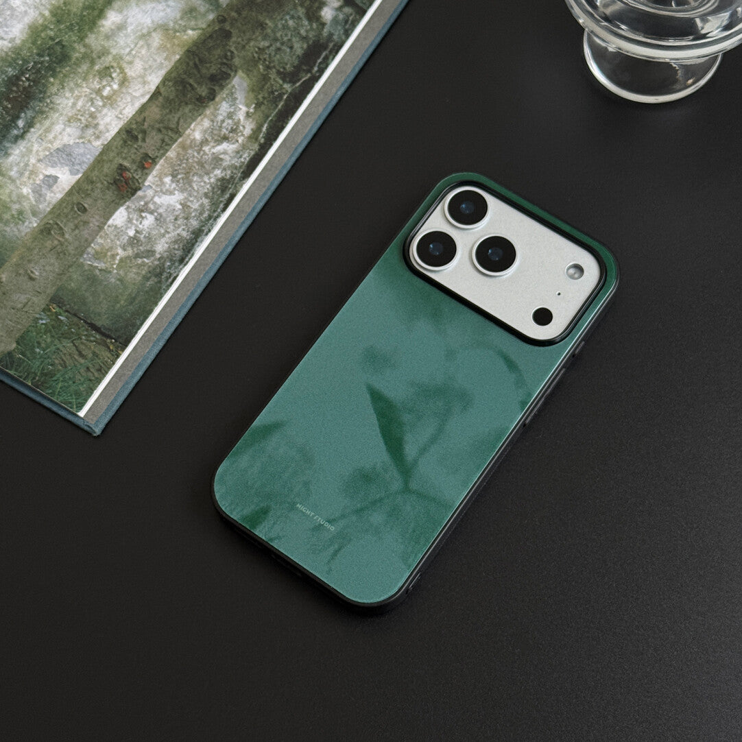 Chinoiserie Leaf Shadows Tempered Glass Case-NS