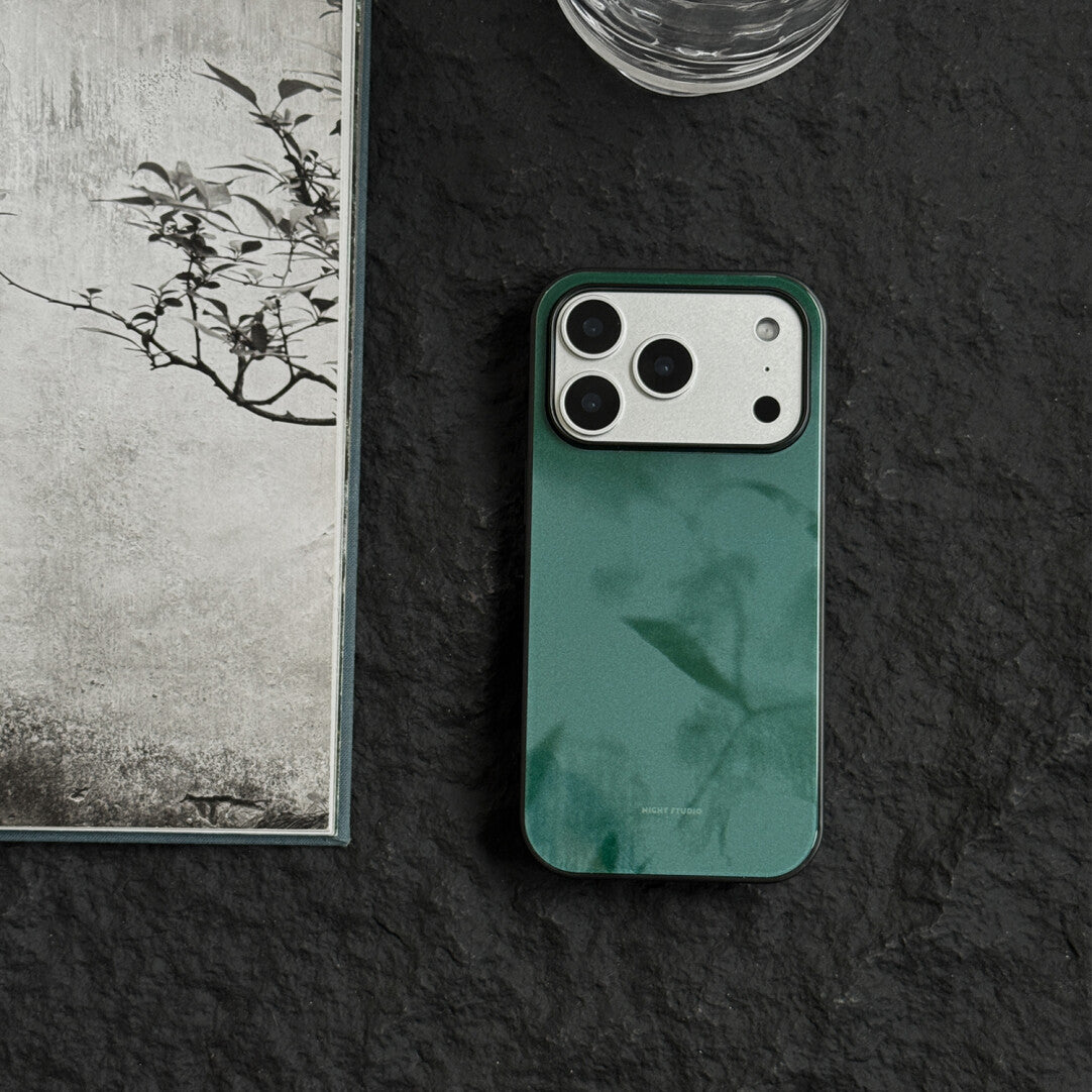Chinoiserie Leaf Shadows Tempered Glass Case-NS