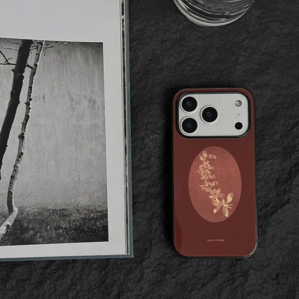 Vintage Aesthetic Floral Red Tempered Glass Phone Case-NS