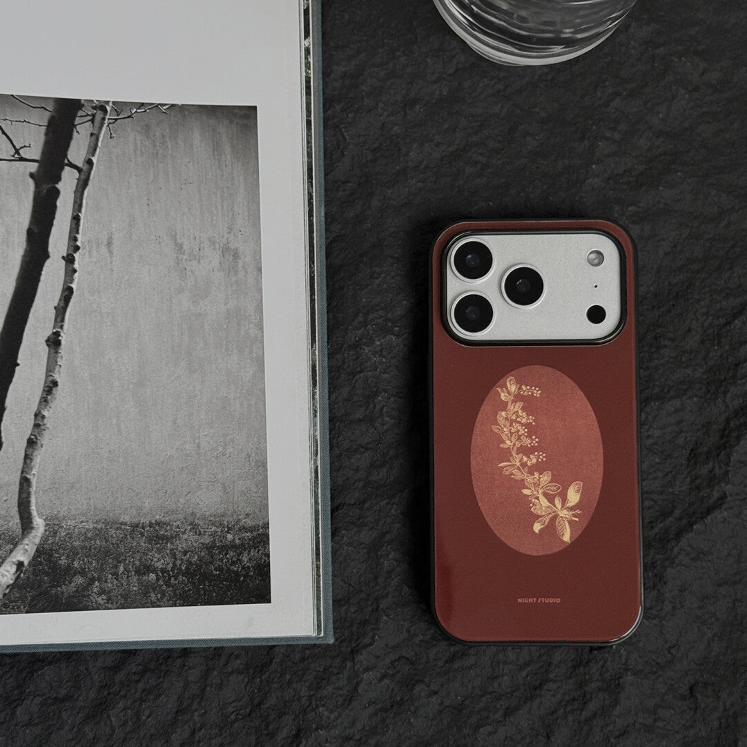 Vintage Aesthetic Floral Red Tempered Glass Phone Case-NS