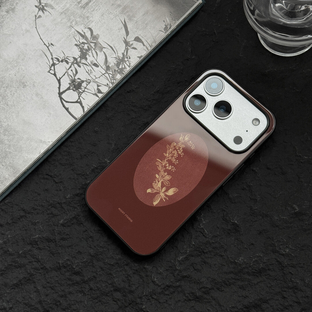 Vintage Aesthetic Floral Red Tempered Glass Phone Case-NS