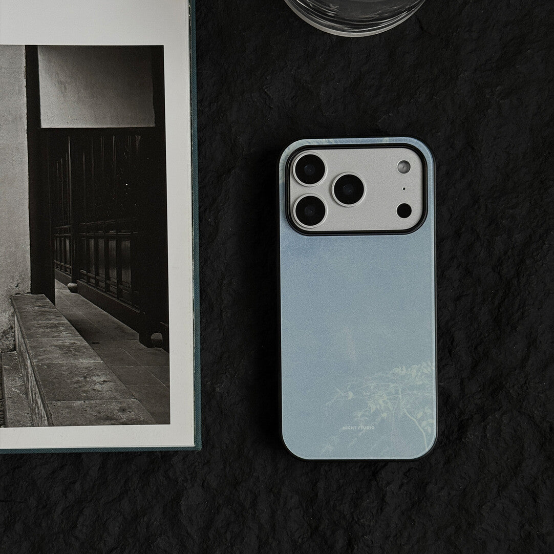 Mirror-Clear Sky Blue Tempered Glass Phone Case-NS