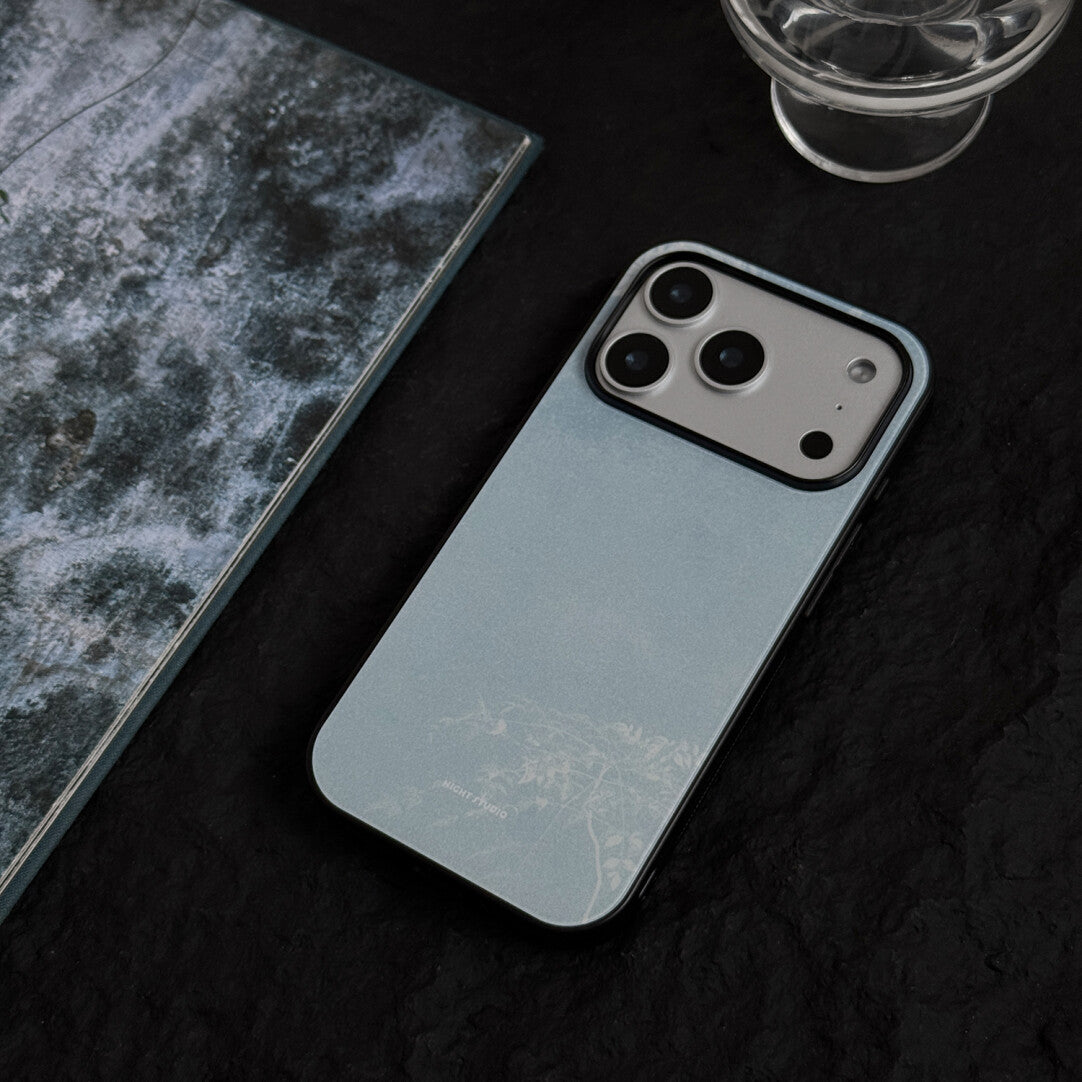 Mirror-Clear Sky Blue Tempered Glass Phone Case-NS