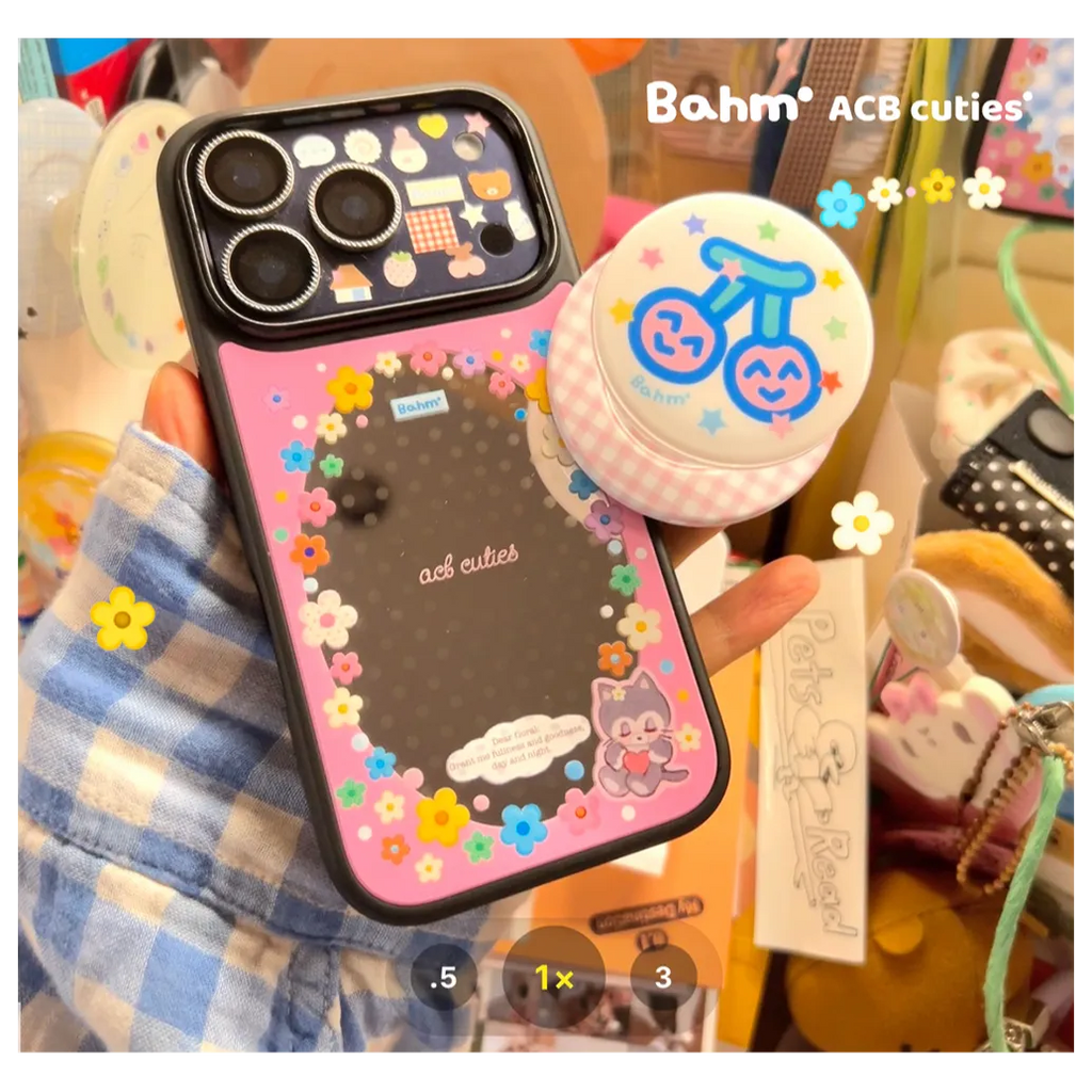 Floral & Kitten Mirror Phone Case - BAM004PC