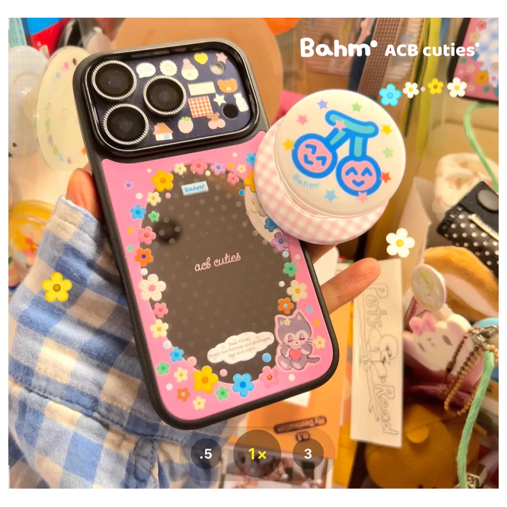 Floral & Kitten Mirror Phone Case - BAM004PC