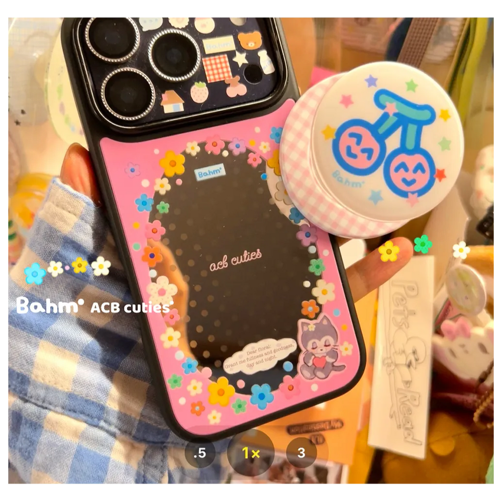 Floral & Kitten Mirror Phone Case - BAM004PC