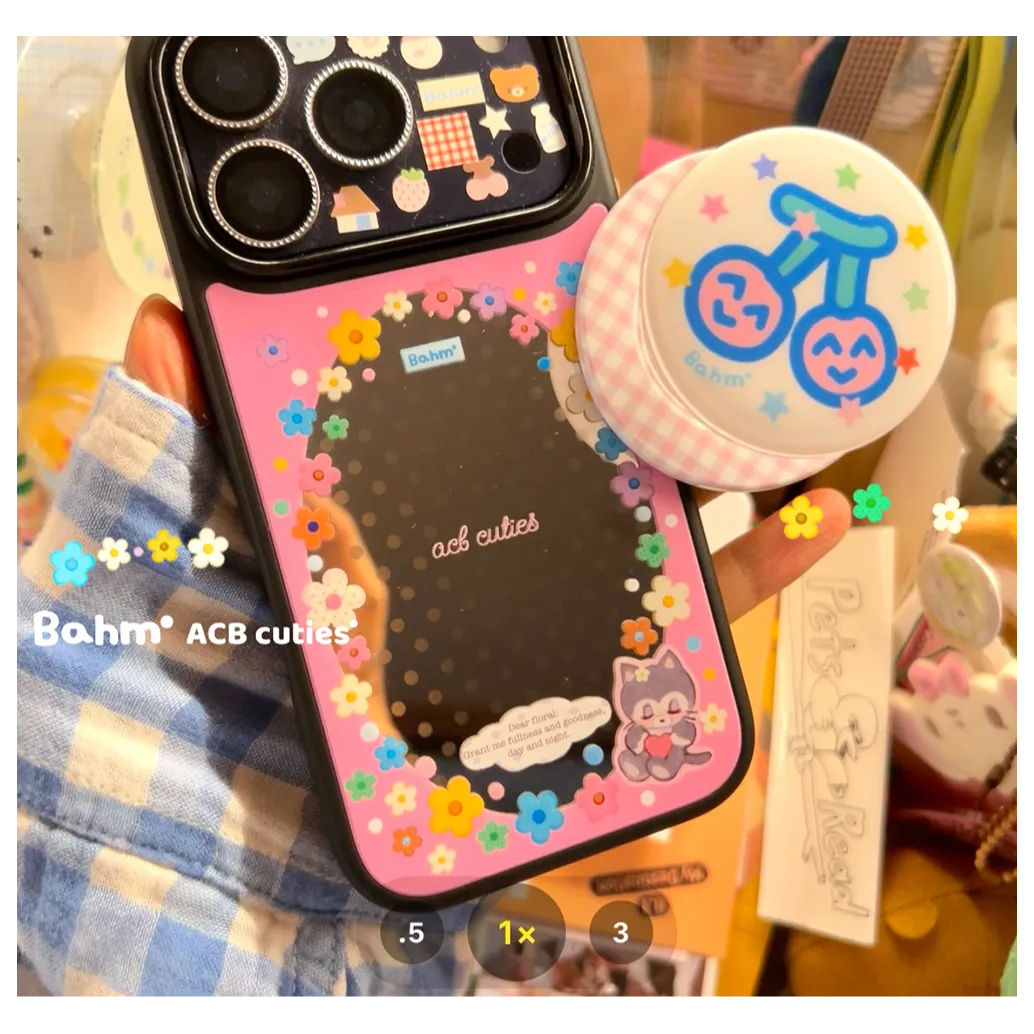 Floral & Kitten Mirror Phone Case - BAM004PC