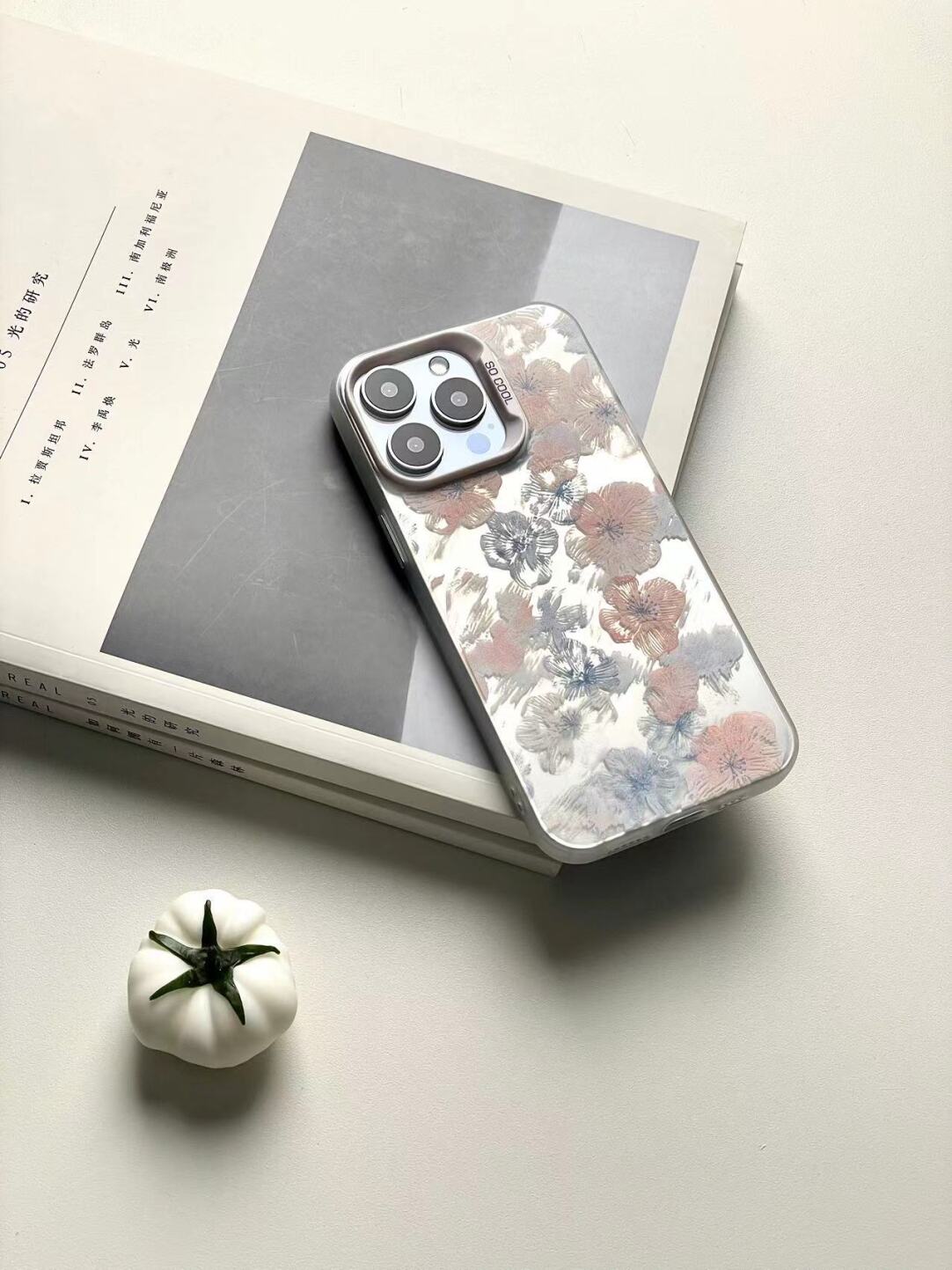 Artistic Floral Phone Case with Metallic Silver Accents-SSL